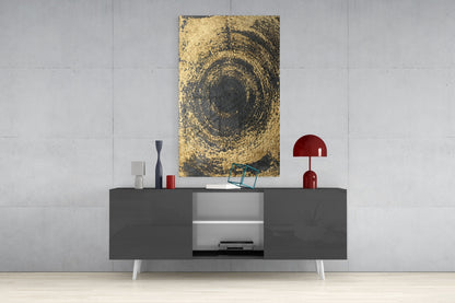 Gold Spiral Abstract Glass Wall Art