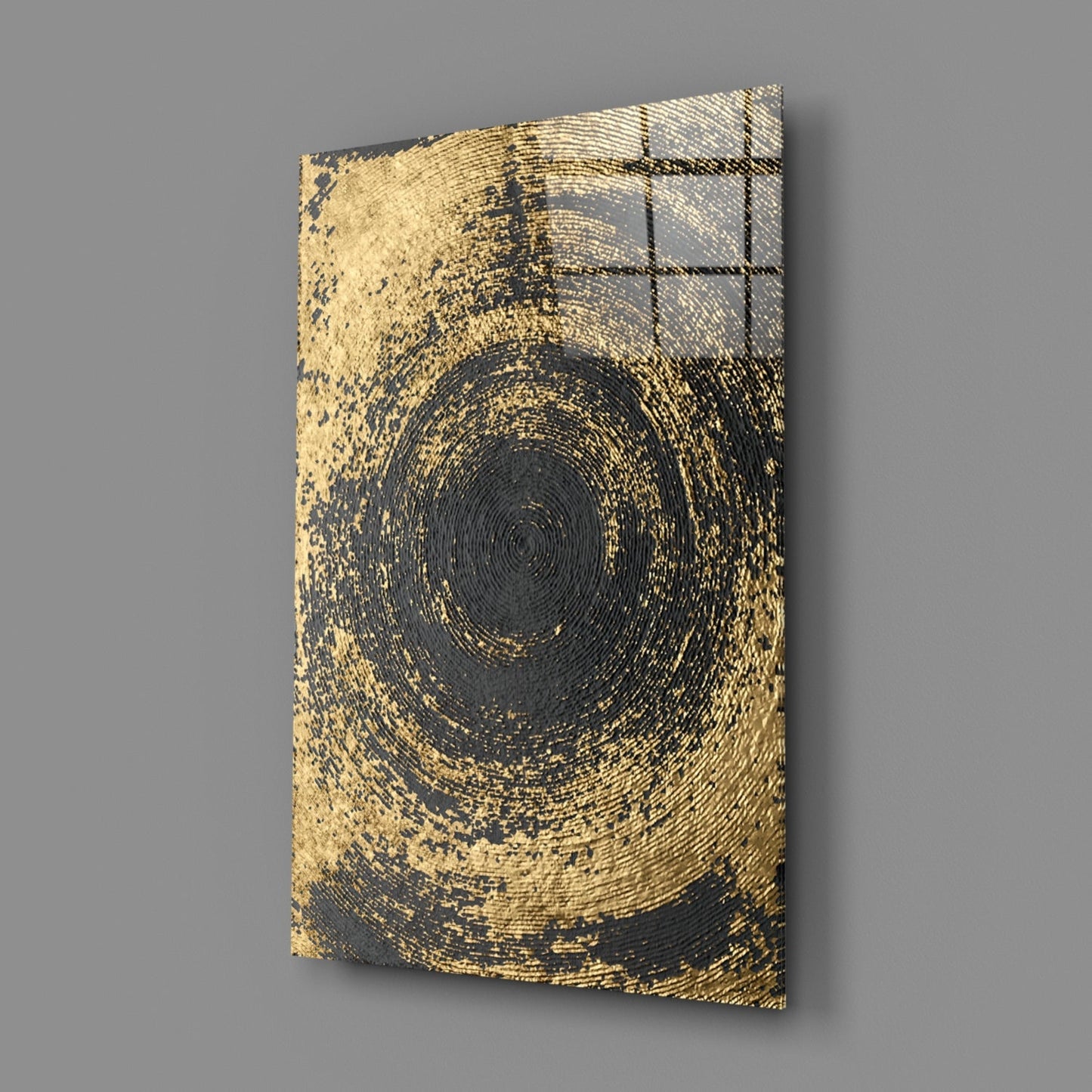 Gold Spiral Abstract Glass Wall Art