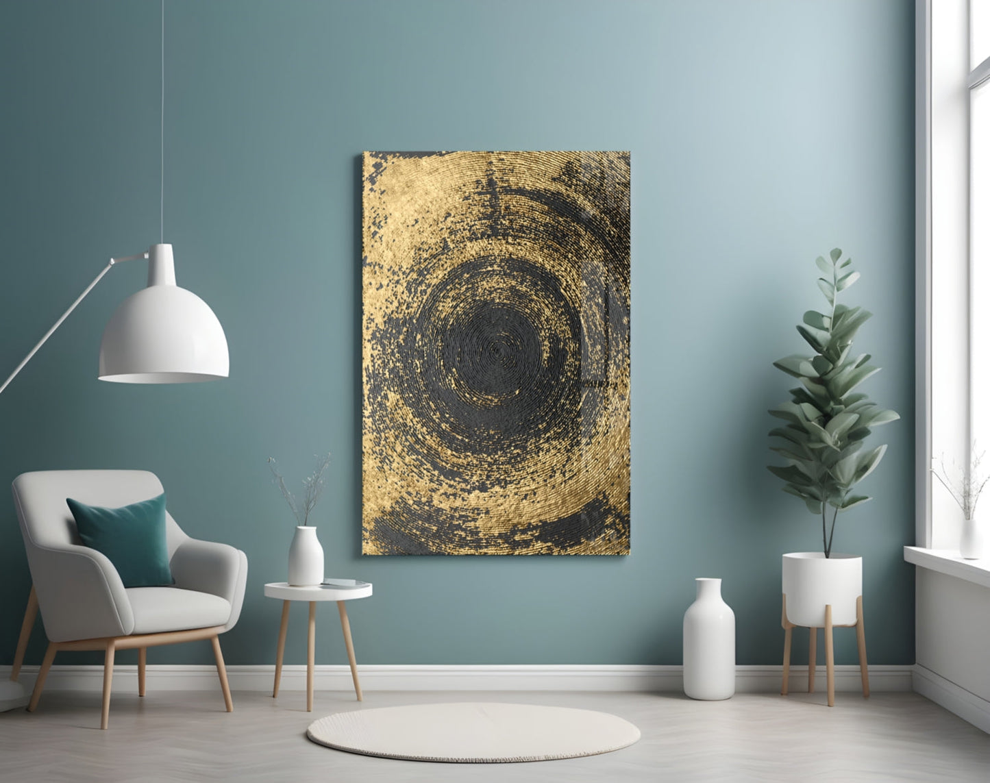 Gold Spiral Abstract Glass Wall Art