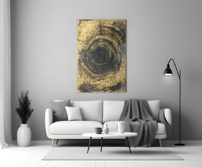 Gold Spiral Abstract Glass Wall Art