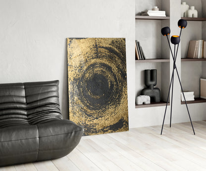 Gold Spiral Abstract Glass Wall Art