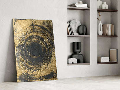 Gold Spiral Abstract Glass Wall Art