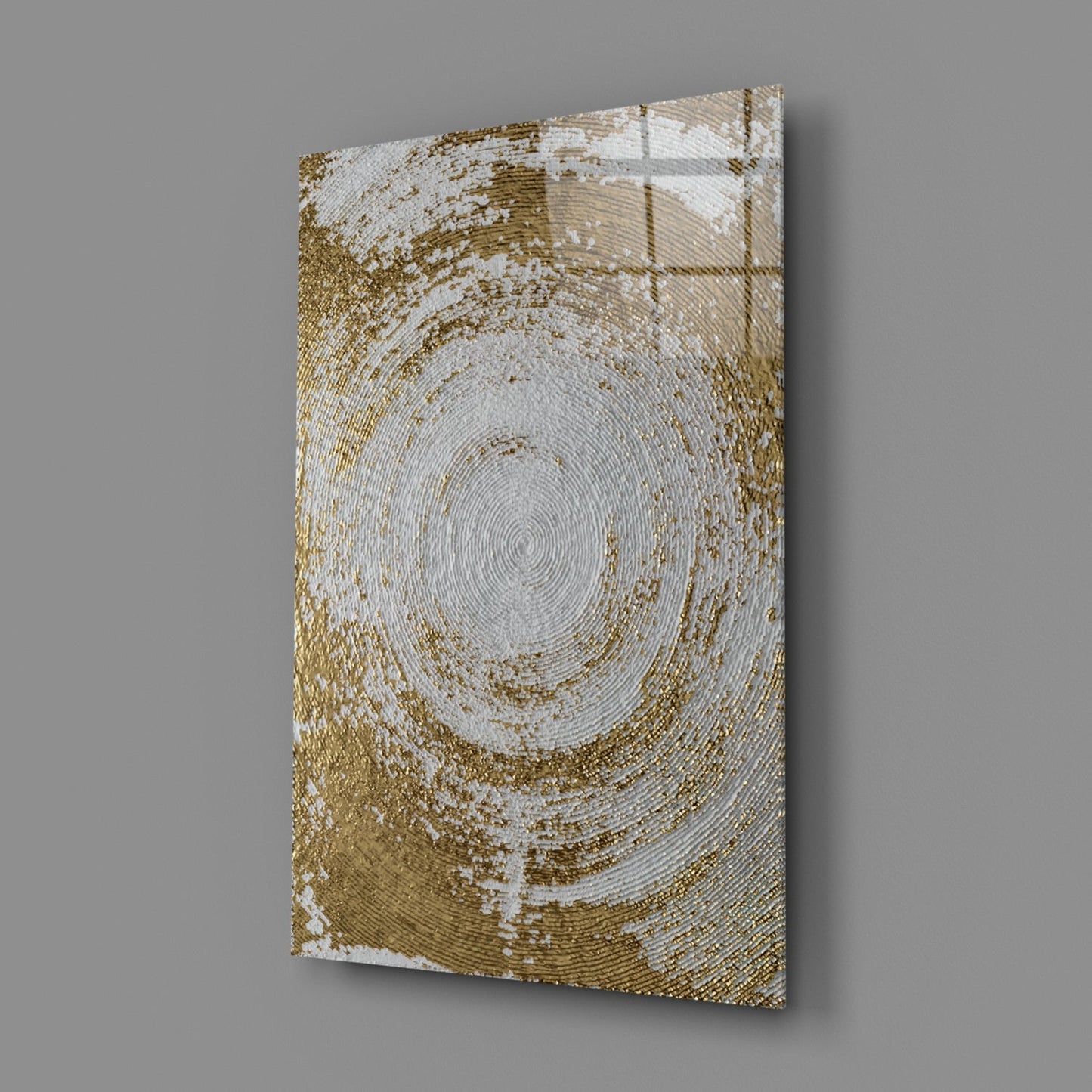 Pearl Gold Spiral Abstract Glass Wall Art