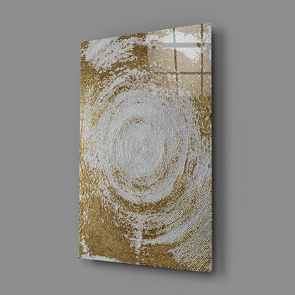 Pearl Gold Spiral Abstract Glass Wall Art