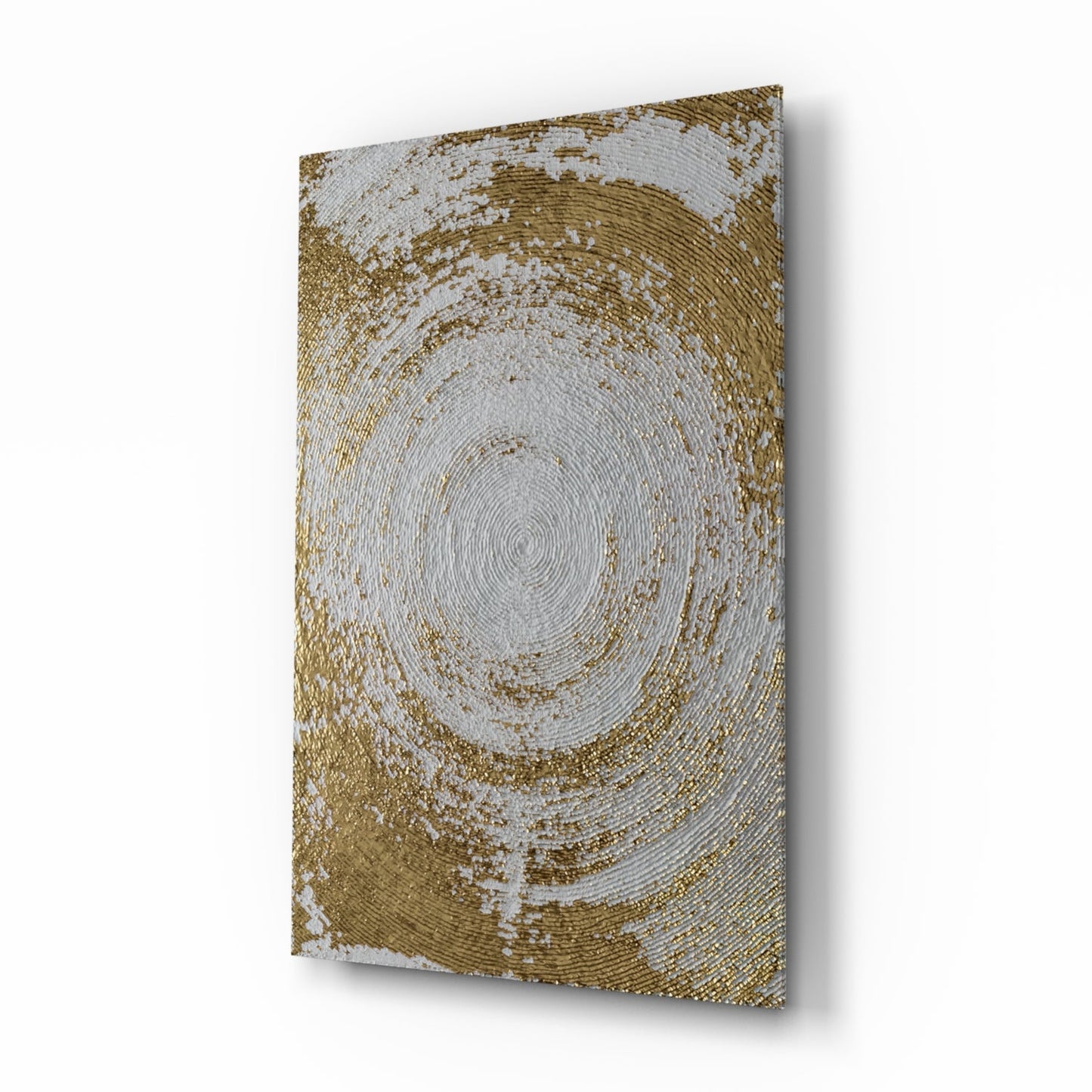Pearl Gold Spiral Abstract Glass Wall Art