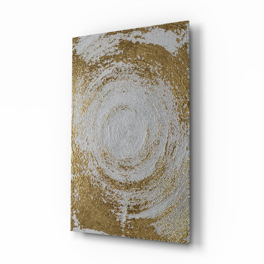 Pearl Gold Spiral Abstract Glass Wall Art