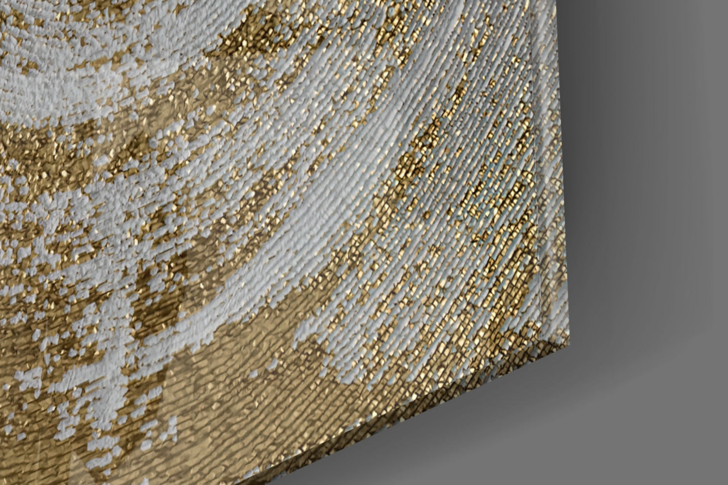 Pearl Gold Spiral Abstract Glass Wall Art