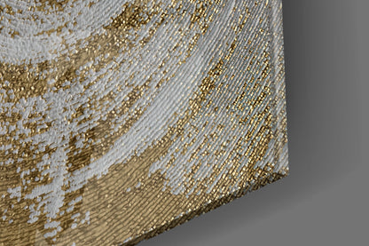 Pearl Gold Spiral Abstract Glass Wall Art