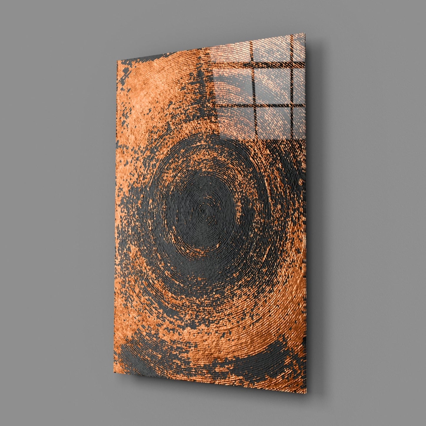 Copper Spiral Abstract Glass Wall Art
