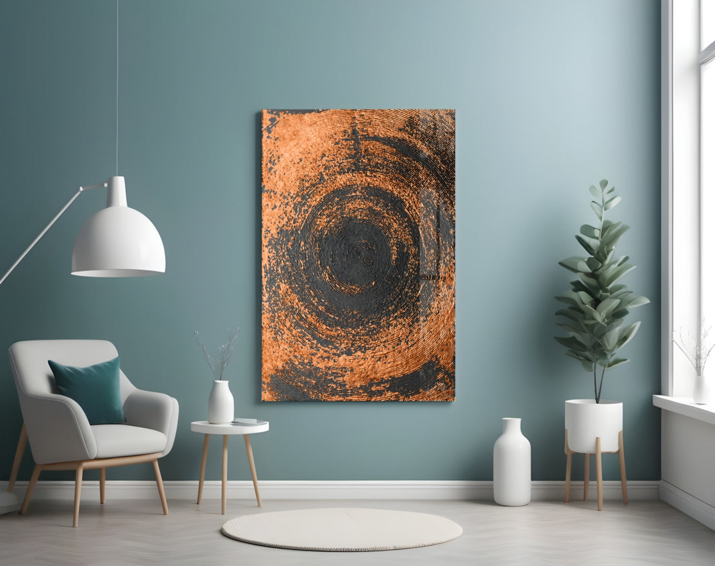 Copper Spiral Abstract Glass Wall Art
