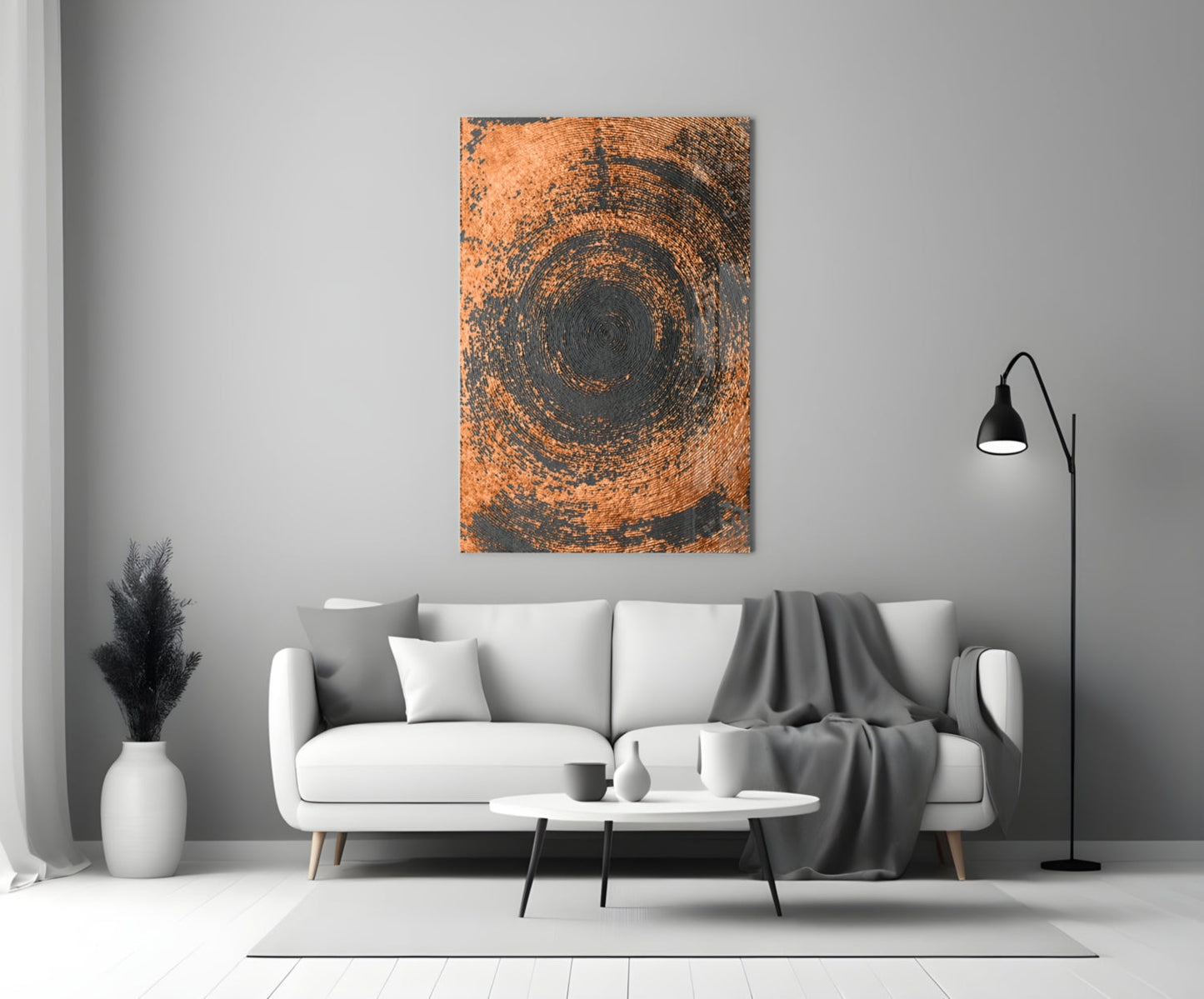 Copper Spiral Abstract Glass Wall Art