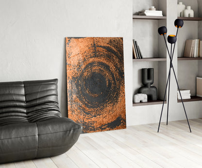 Copper Spiral Abstract Glass Wall Art