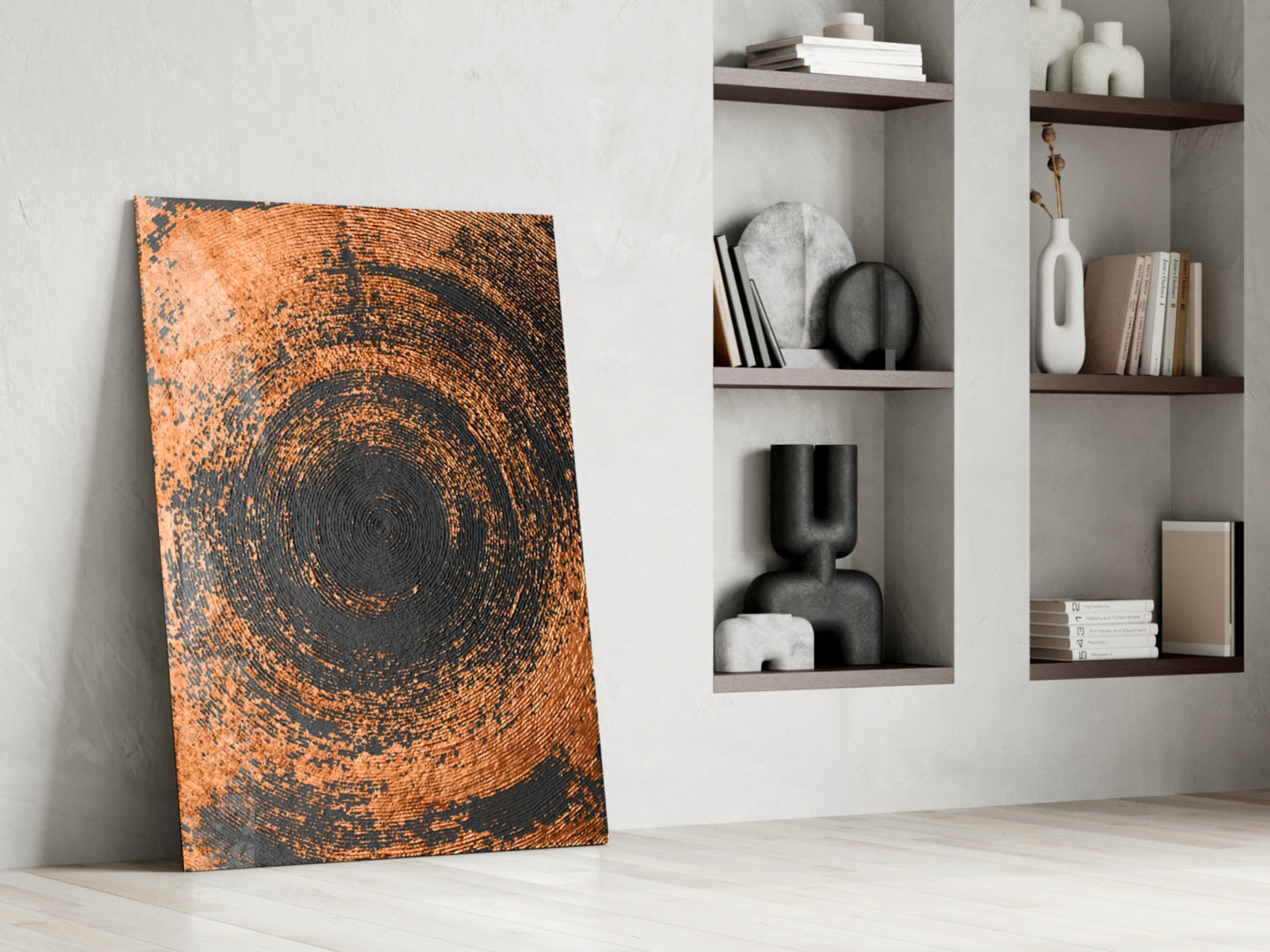 Copper Spiral Abstract Glass Wall Art