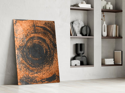 Copper Spiral Abstract Glass Wall Art