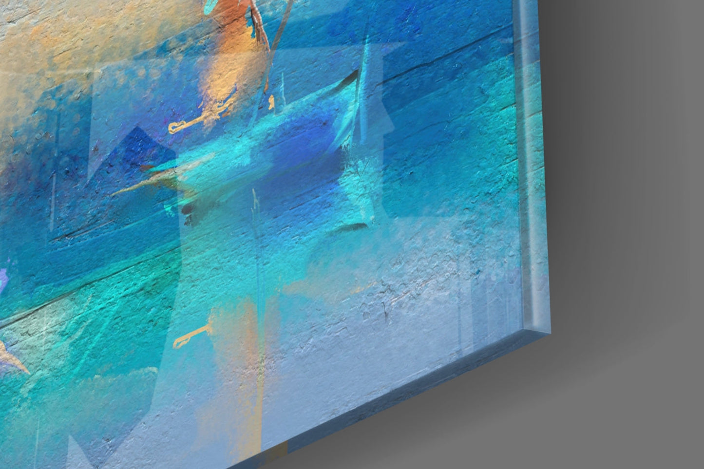 Turquoise Sailboats Glass Wall Art