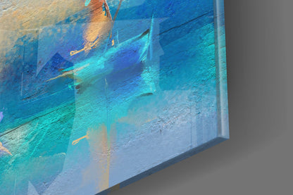 Turquoise Sailboats Glass Wall Art