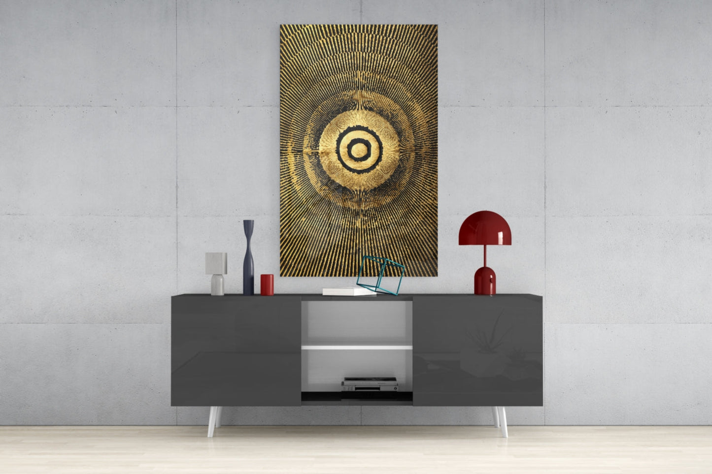 Gold Sunburst Abstract Glass Wall Art