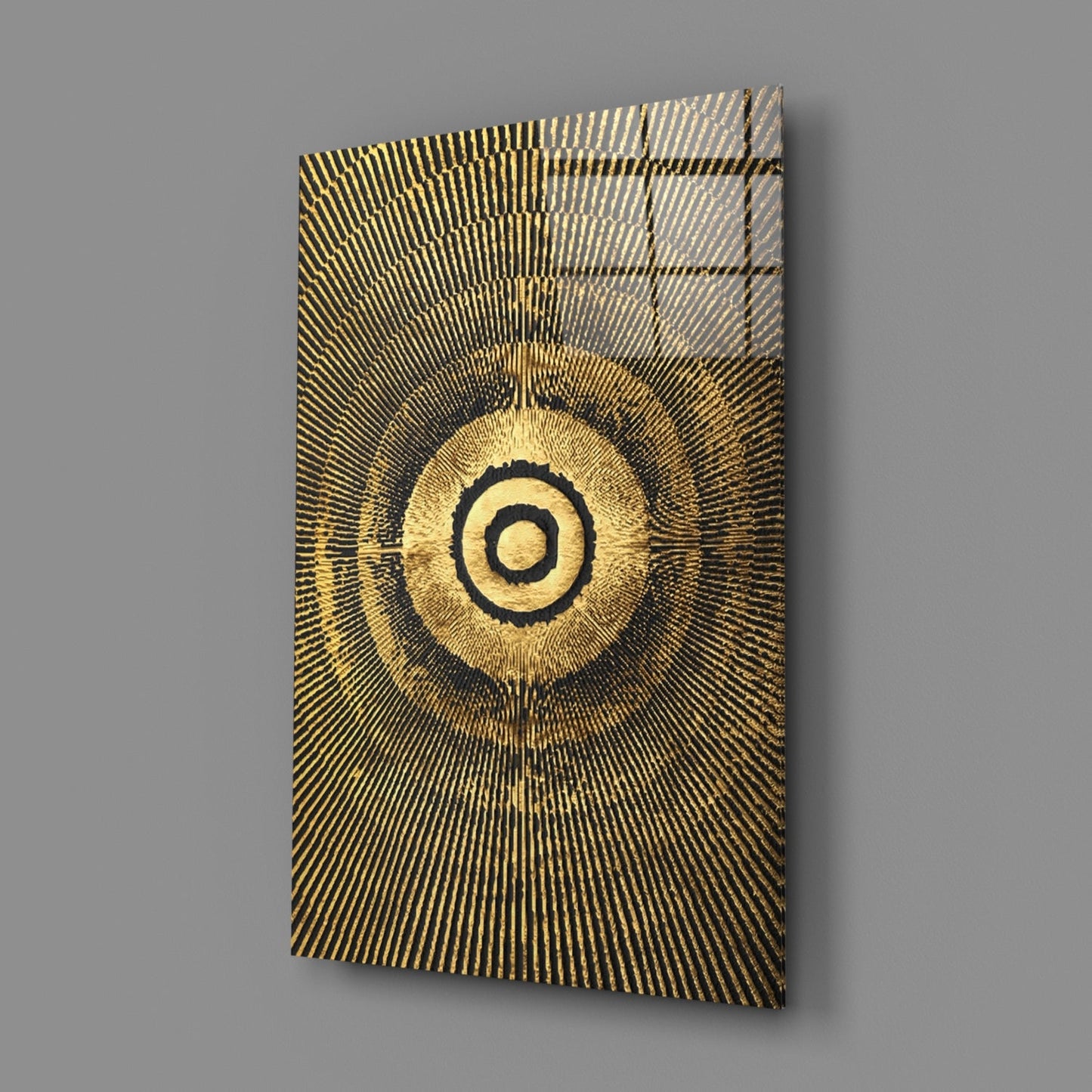 Gold Sunburst Abstract Glass Wall Art