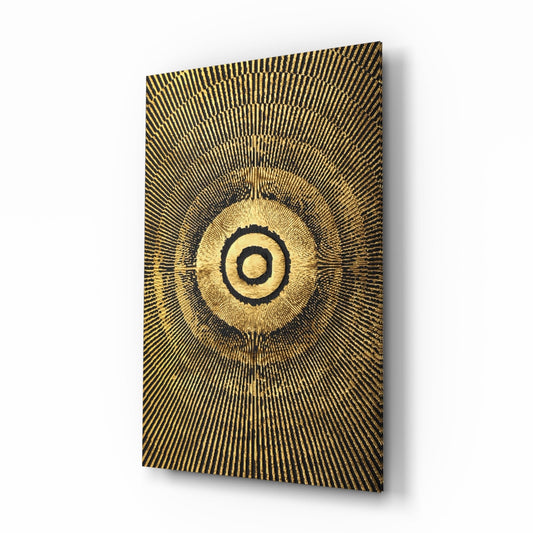 Gold Sunburst Abstract Glass Wall Art
