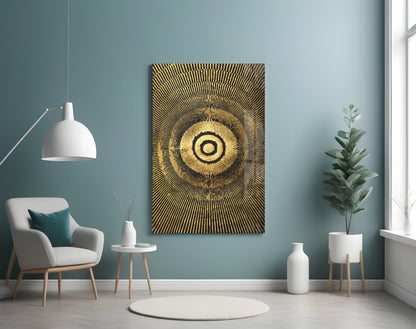 Gold Sunburst Abstract Glass Wall Art