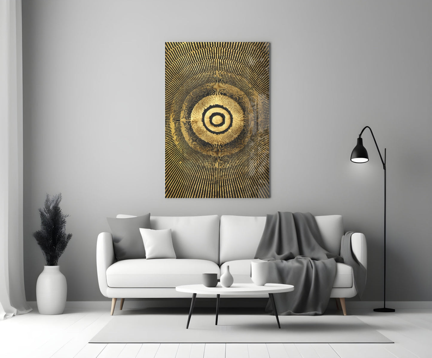 Gold Sunburst Abstract Glass Wall Art