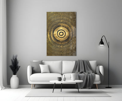Gold Sunburst Abstract Glass Wall Art