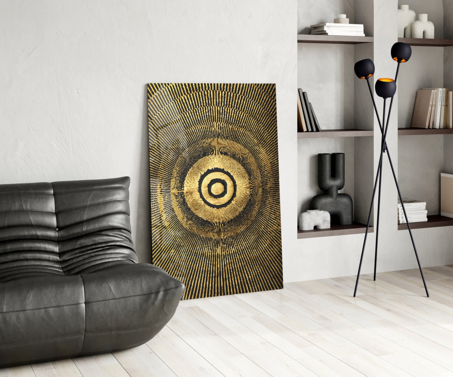 Gold Sunburst Abstract Glass Wall Art