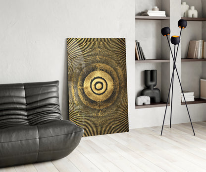 Gold Sunburst Abstract Glass Wall Art