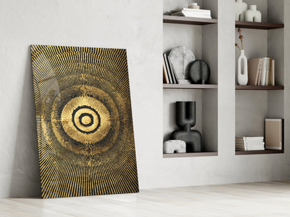 Gold Sunburst Abstract Glass Wall Art