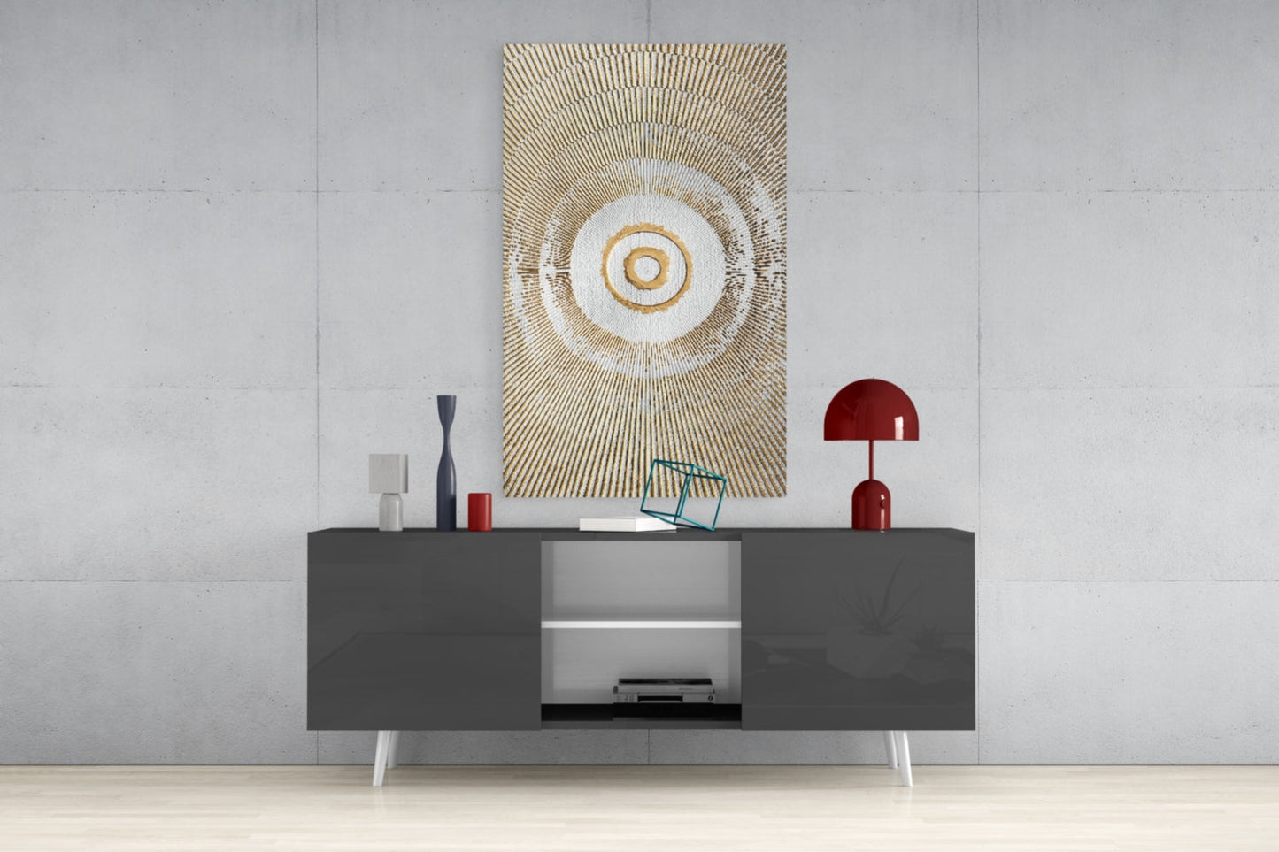 Pearl & Gold Sunburst Glass Wall Art