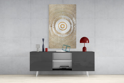 Pearl & Gold Sunburst Glass Wall Art