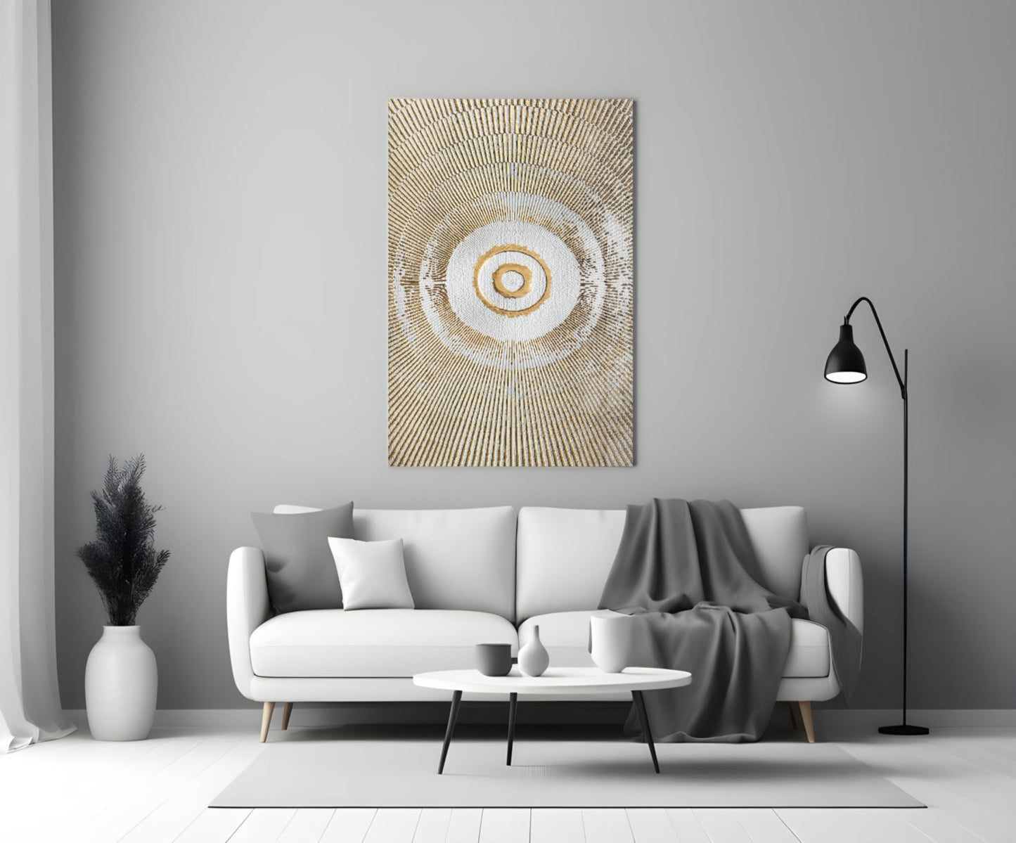 Pearl & Gold Sunburst Glass Wall Art