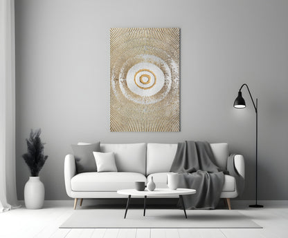 Pearl & Gold Sunburst Glass Wall Art