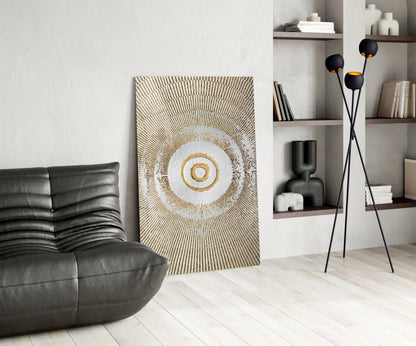 Pearl & Gold Sunburst Glass Wall Art