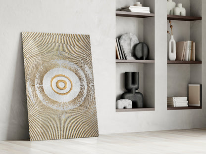 Pearl & Gold Sunburst Glass Wall Art