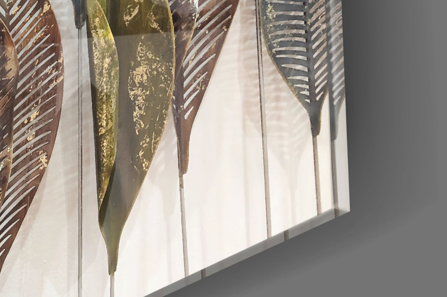 Copper Leaves Glass Wall Art