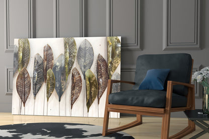 Copper Leaves Glass Wall Art