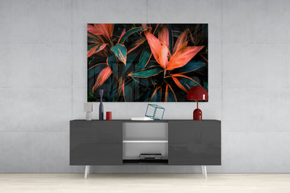 Tropical Leaves Glass Wall Art