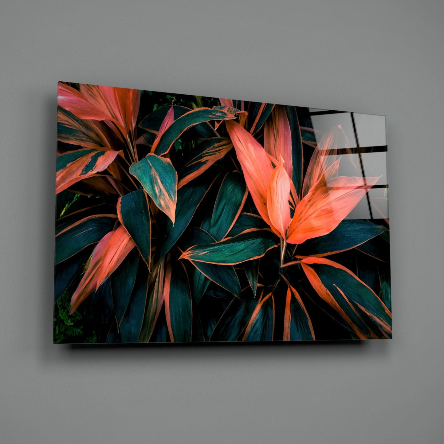 Tropical Leaves Glass Wall Art