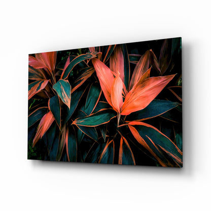 Tropical Leaves Glass Wall Art