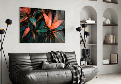 Tropical Leaves Glass Wall Art