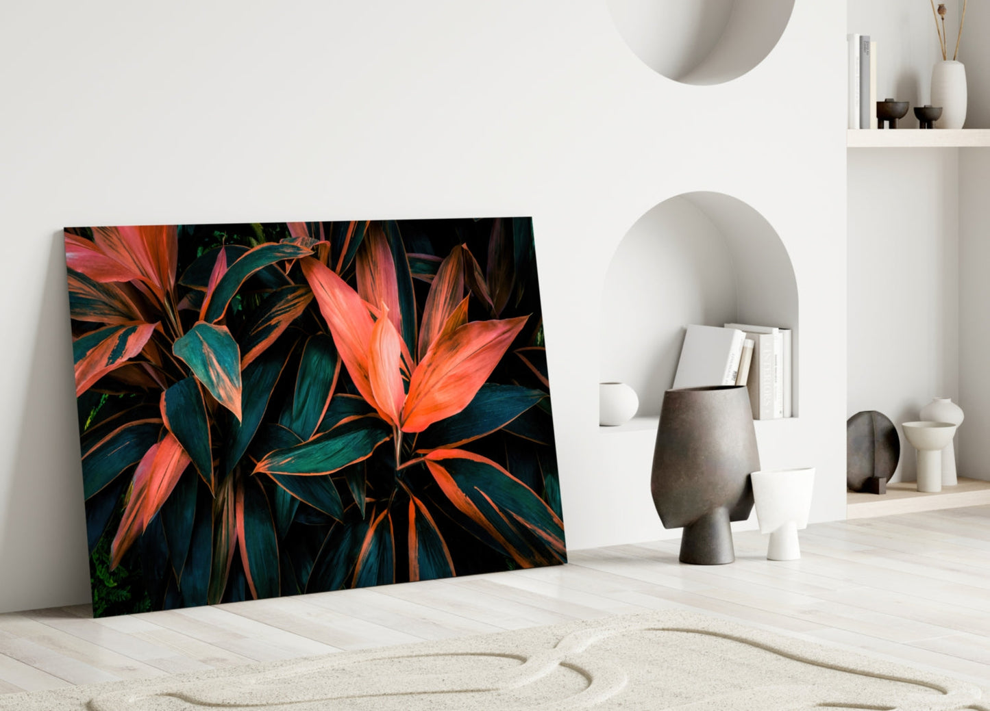 Tropical Leaves Glass Wall Art