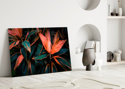Tropical Leaves Glass Wall Art