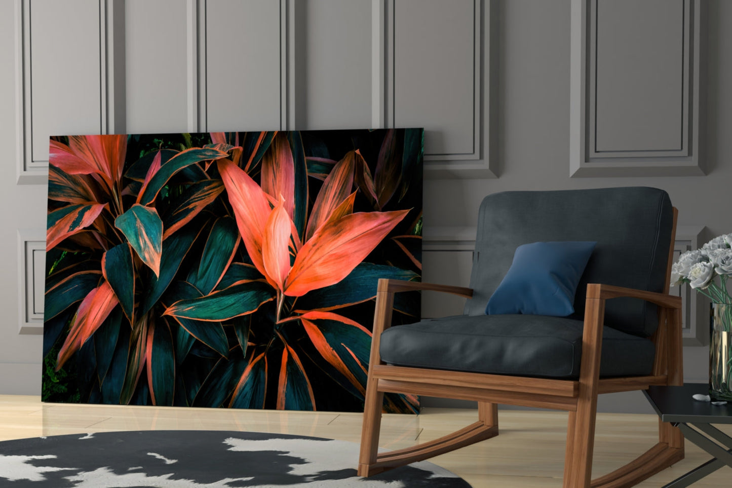 Tropical Leaves Glass Wall Art