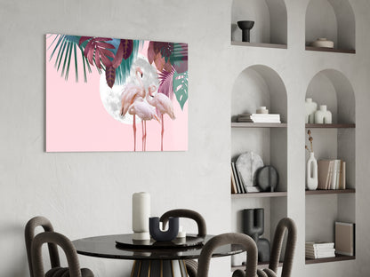 Flamingo Moon Glass Wall Art