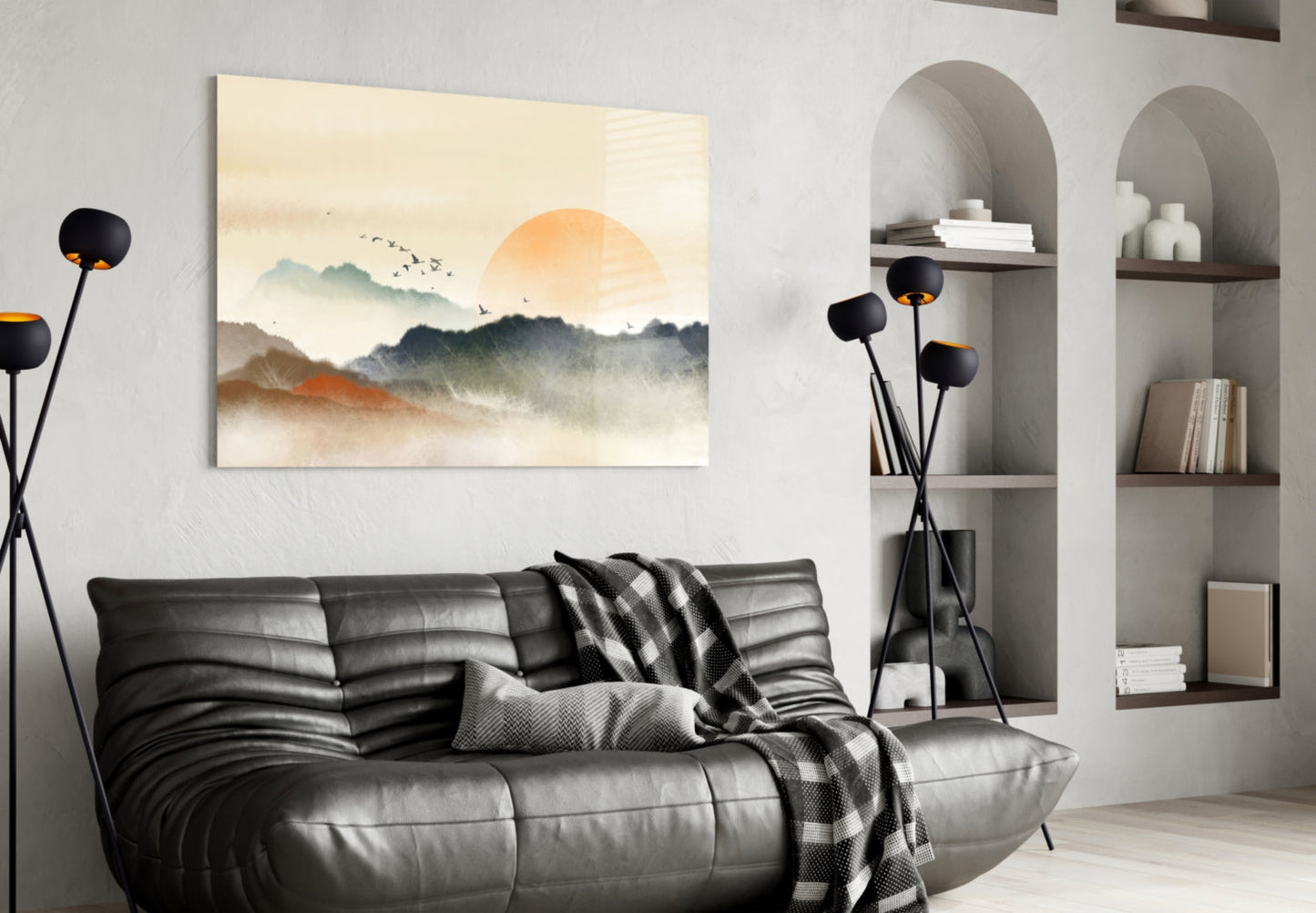 Sumi Landscape Abstract Glass Wall Art