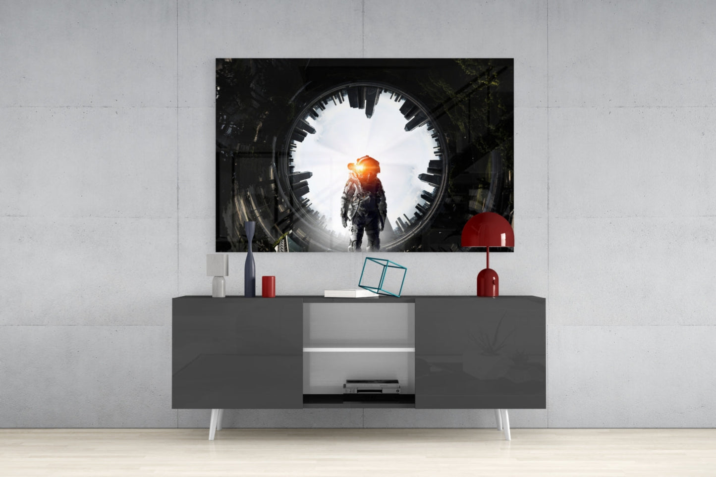 Portal Astronaut Glass Wall Art