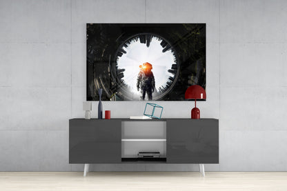 Portal Astronaut Glass Wall Art