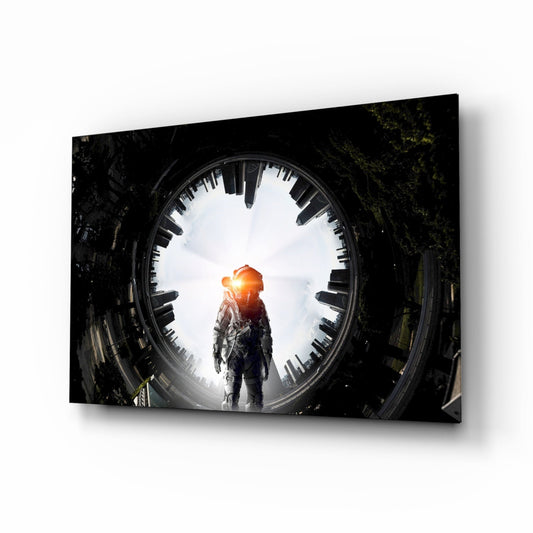 Portal Astronaut Glass Wall Art
