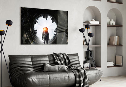 Portal Astronaut Glass Wall Art